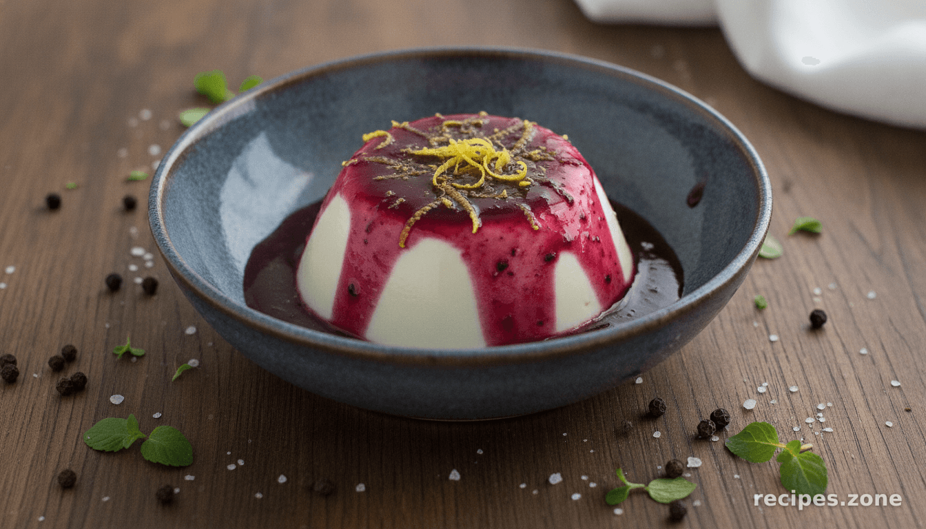 Ginger-Lemon Panna Cotta with Brandied Berry Sauce