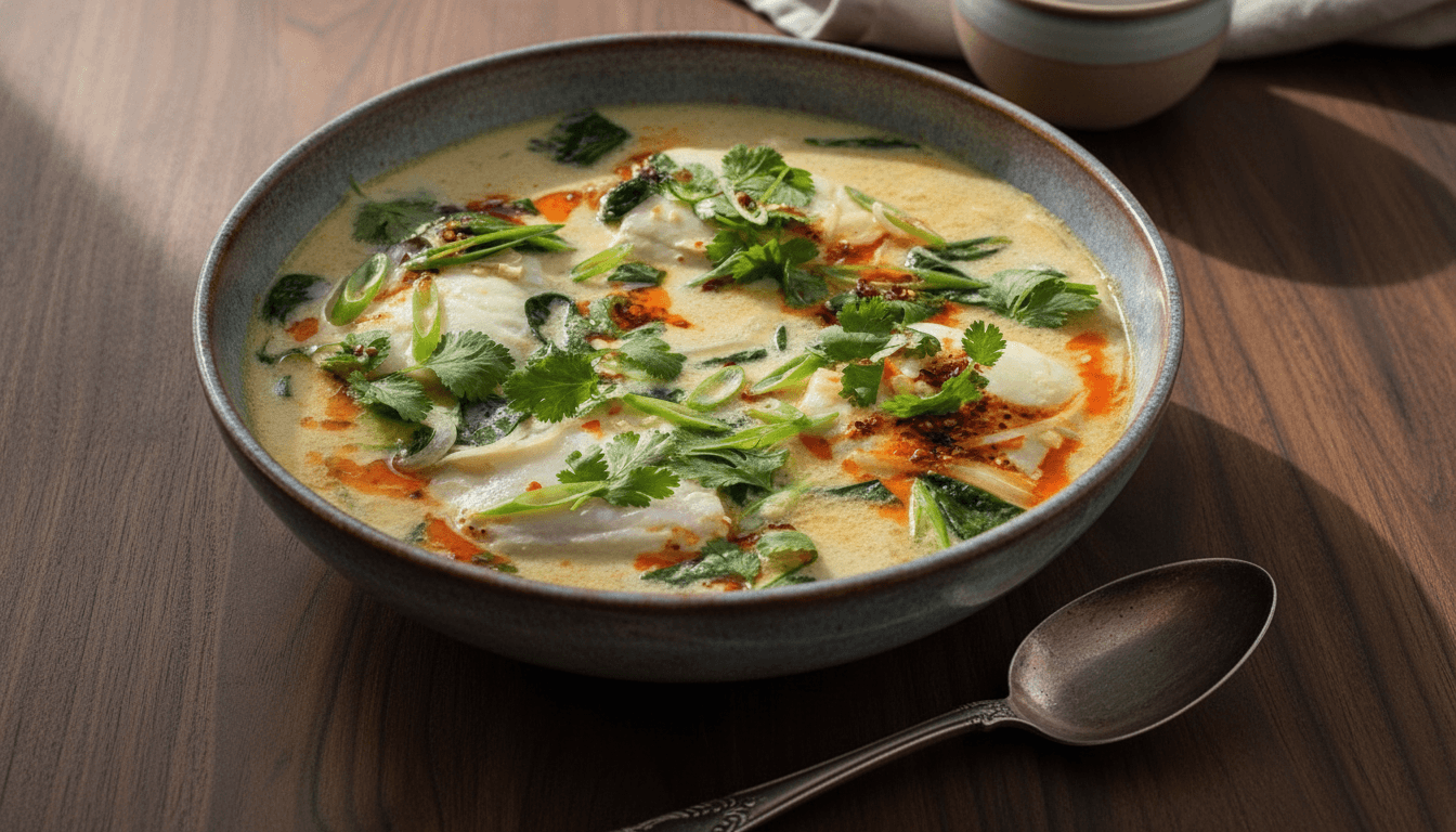 Thai-style fish broth with greens