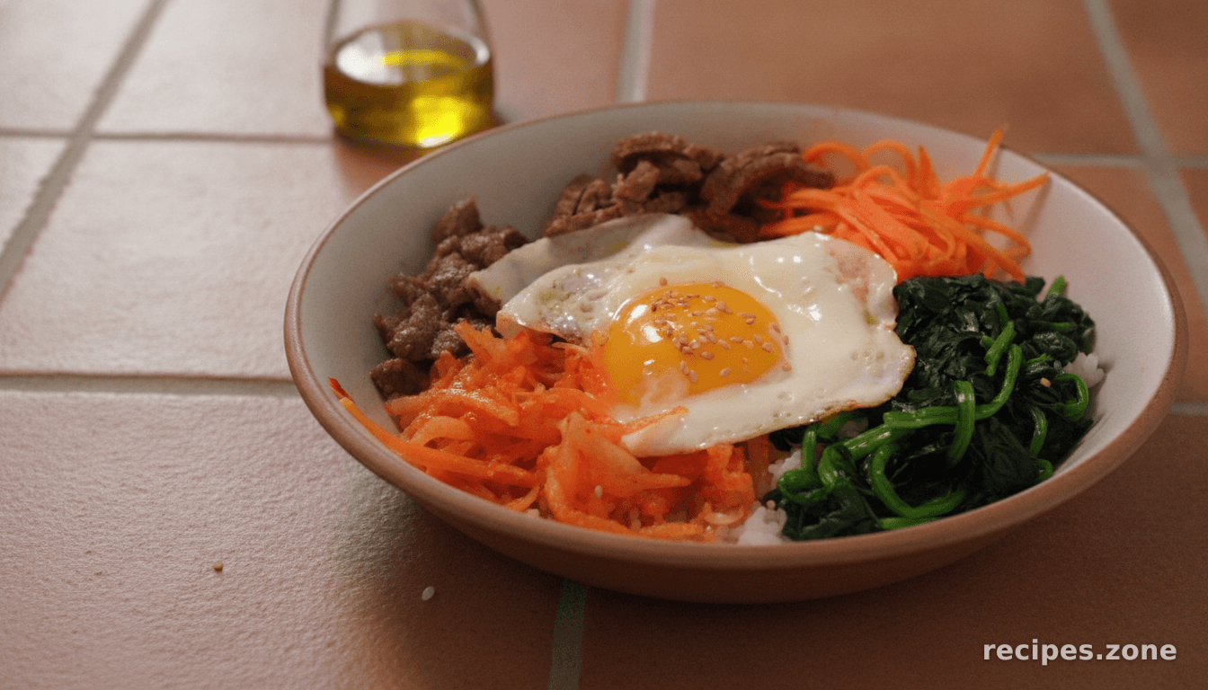 Korean Bibimbab (Rice w Vegetables & Beef)