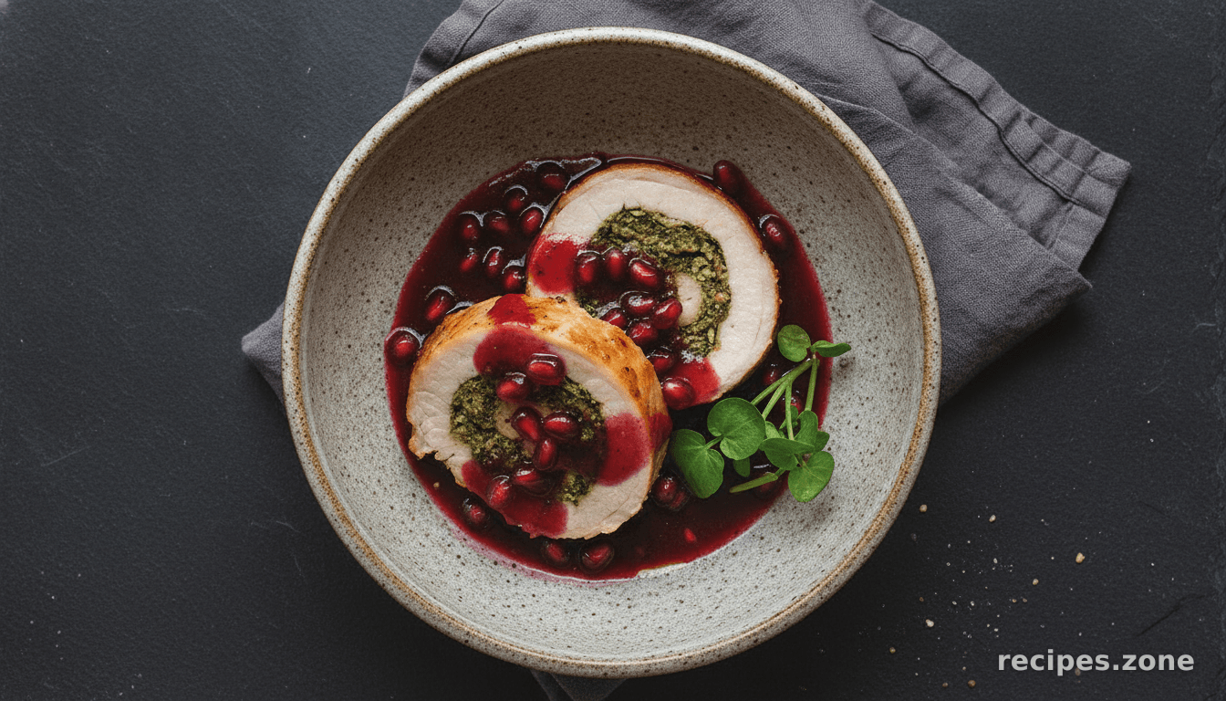 Roast Pork Florentine With Pomegranate Sauce