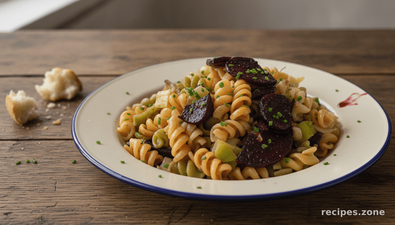 Roasted Beets and Leeks Pasta Salad