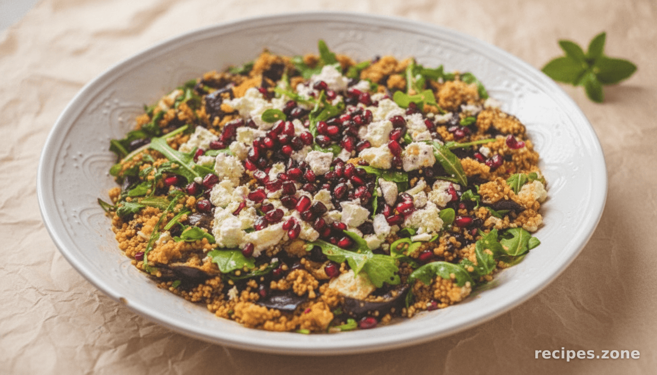Aubergine couscous salad