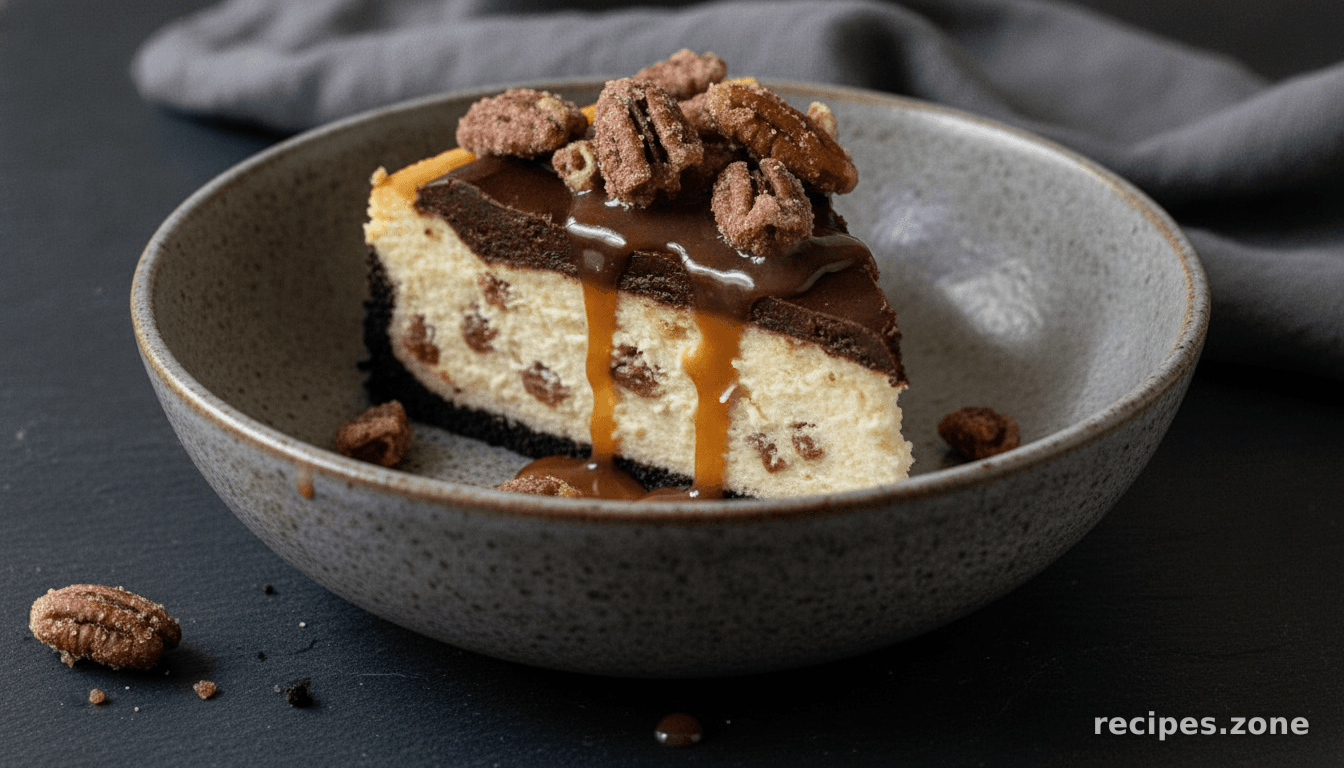 Chocolate-Caramel-Pecan Cheesecake Bliss