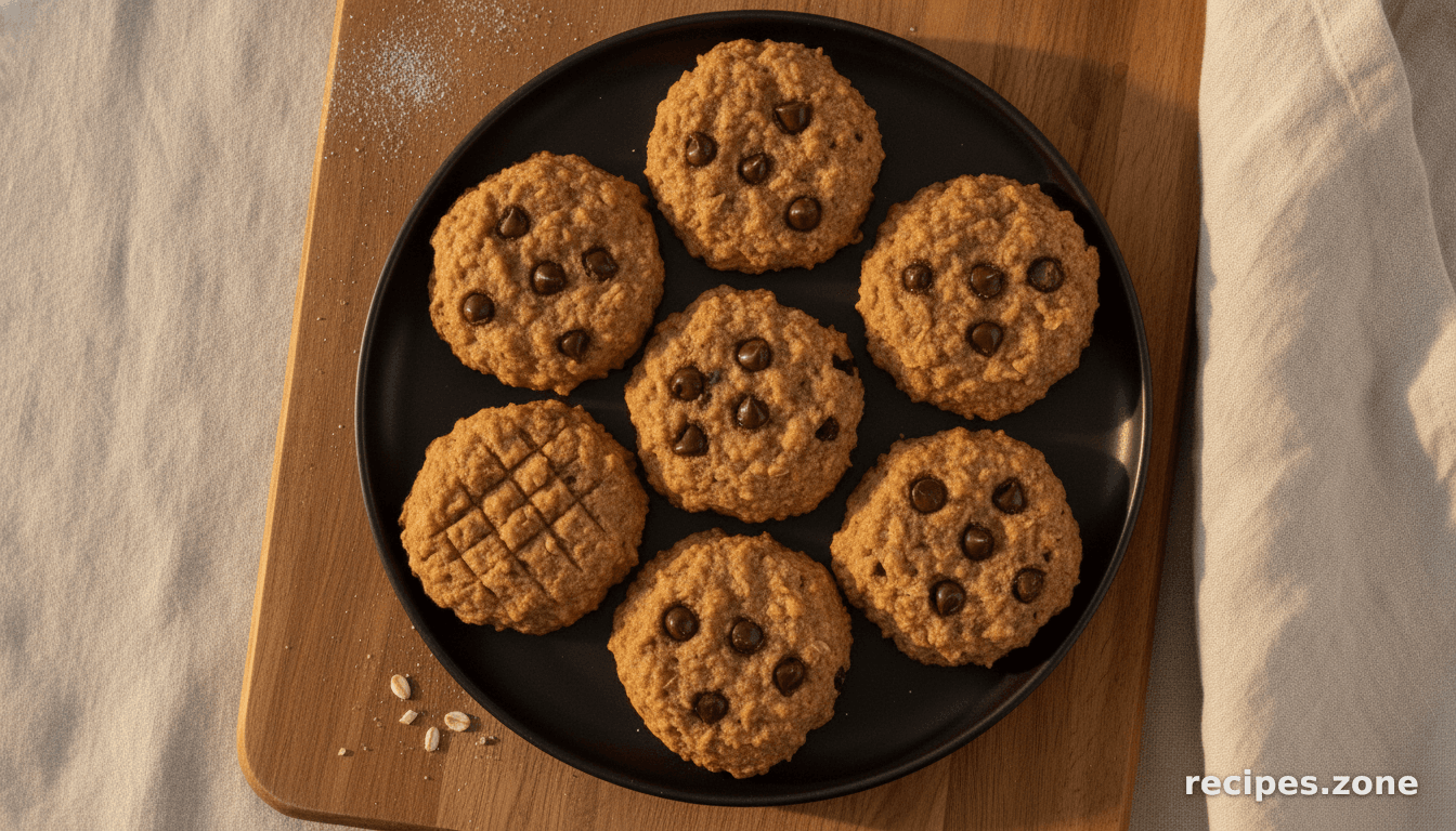 Peanut Butter Banana Oat Breakfast Cookies with Carob / Chocolate Chips