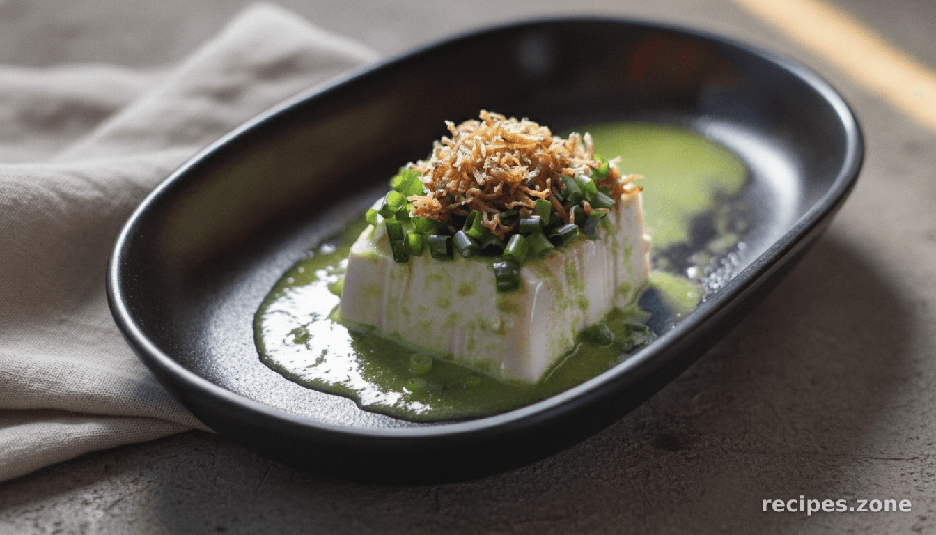 Silky Tofu In Ginger and Spring Onion Sauce