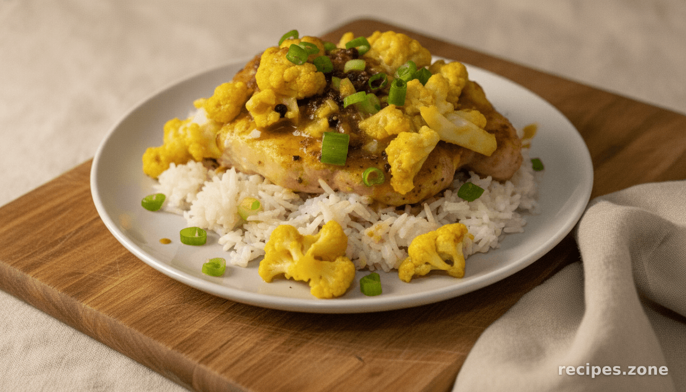 Curried Pork Chops and Cauliflower With Basmati Rice