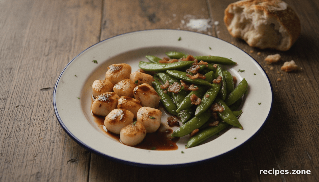 Bay Scallops with Snap Peas and Bacon