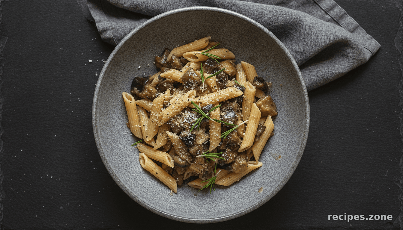 Penne Con Funghi E Melanzane (Penne With Mushrooms and Eggplant)