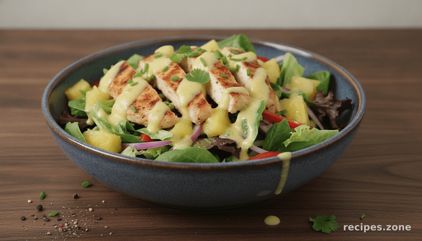 Chicken and Spring Mix Salad with Spicy Pineapple Dressing