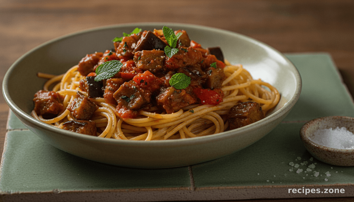 Spicy Eggplant Spaghetti