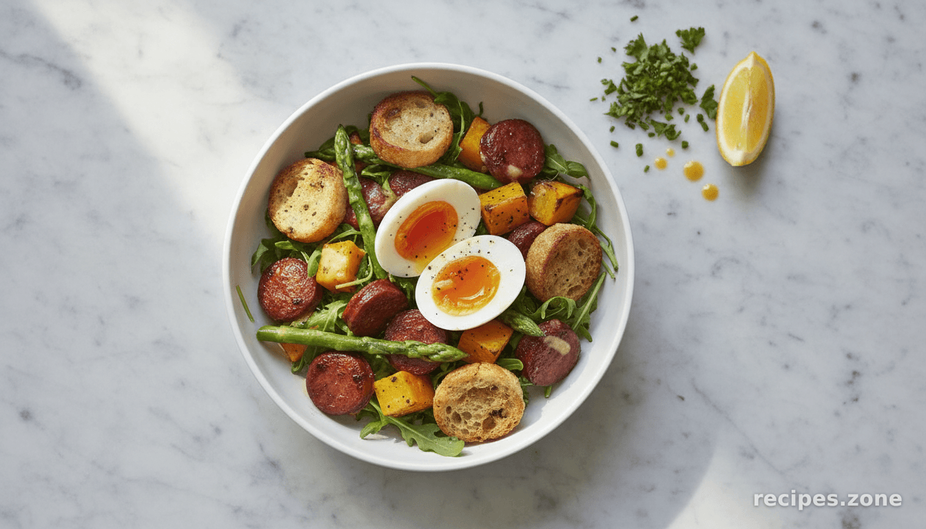 Chorizo & soft-boiled egg salad