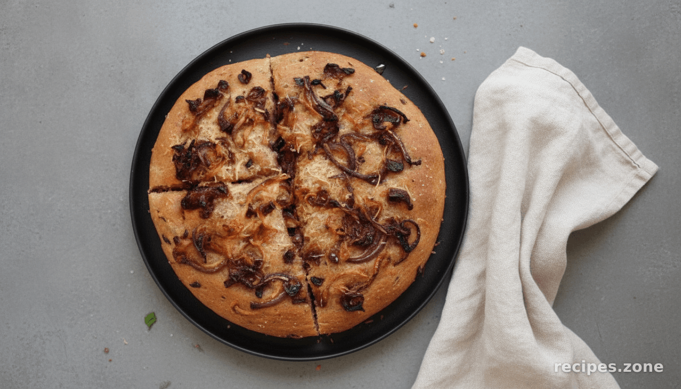 Whole Wheat Focaccia Bread with Caramelized Onion