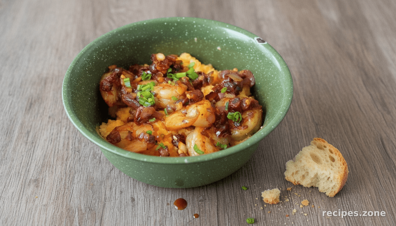 Cheddar Polenta with Sun-dried Tomatoes & Shrimp