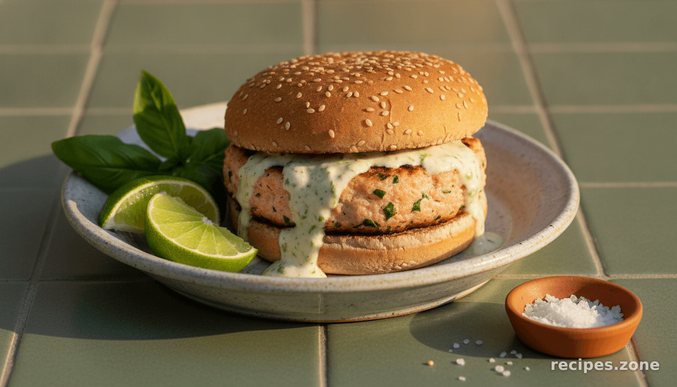 Asian Salmon Burgers With Tangy Ginger Lime Sauce
