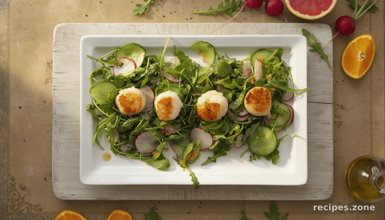 Citrus Arugula Salad with Seared Scallops