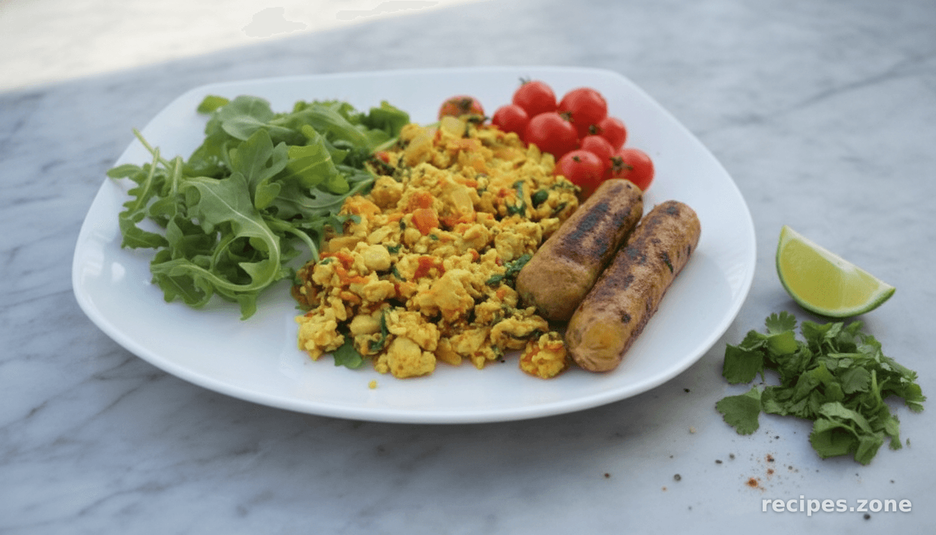 Scrambled tofu with rocket