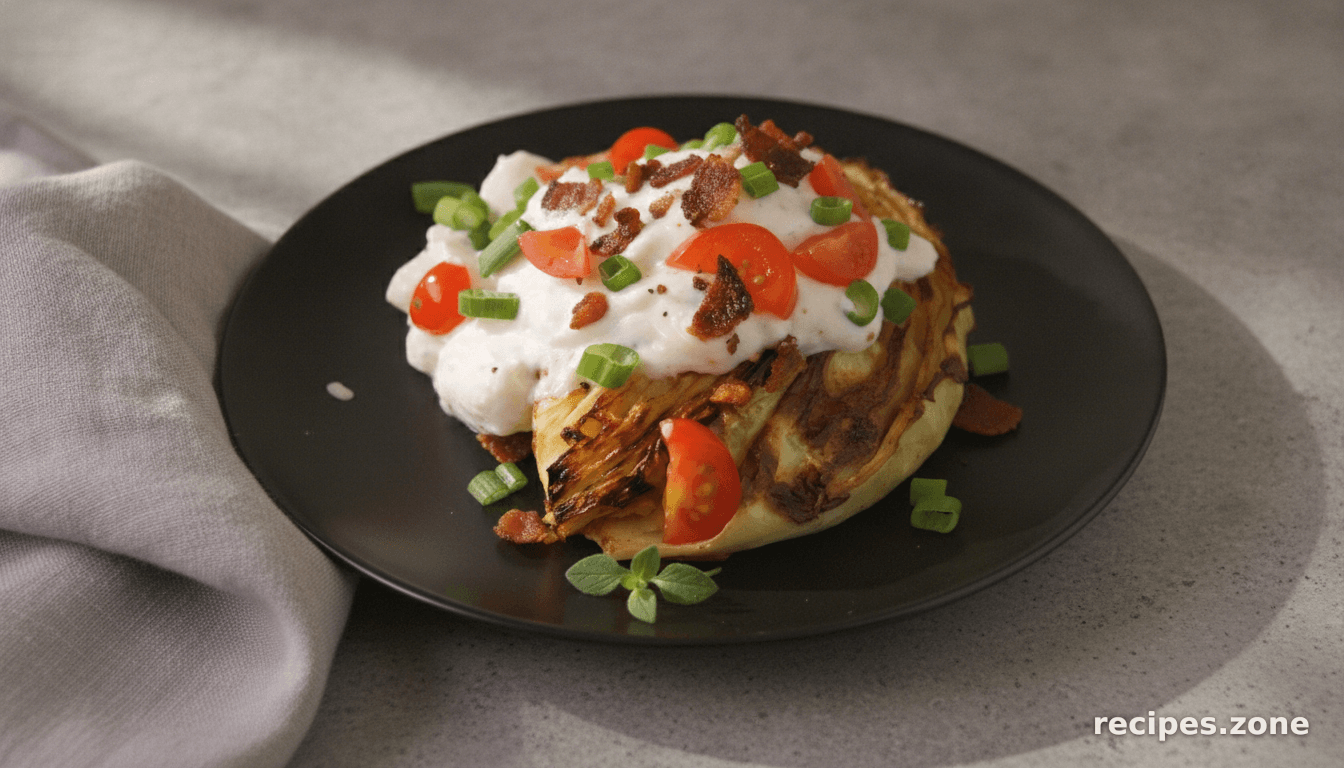Roasted Cabbage Wedge Salad with Yogurt Gorgonzola Dressing