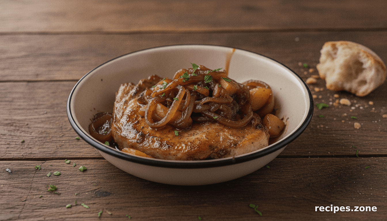 Pork chops with apples and onions