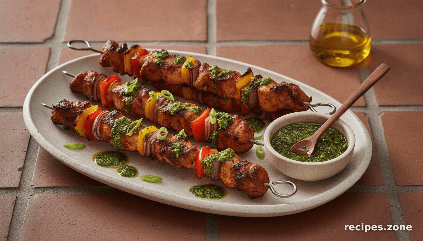 Red curry chicken kebabs