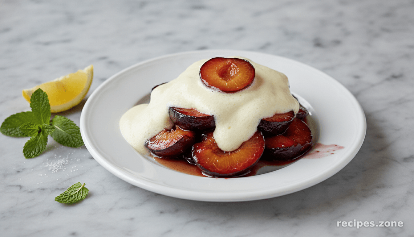 Zabaglione with Roasted Plums