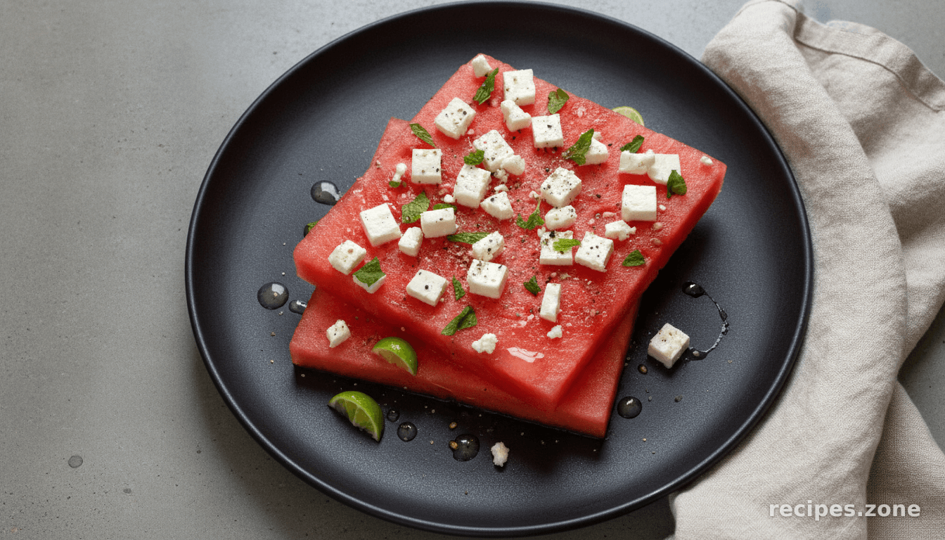 Watermelon "Steaks" w. Feta, Mint, and Lime