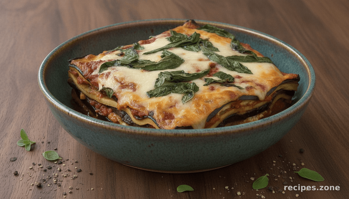 Noodle Free Eggplant and Spinach Lasagna