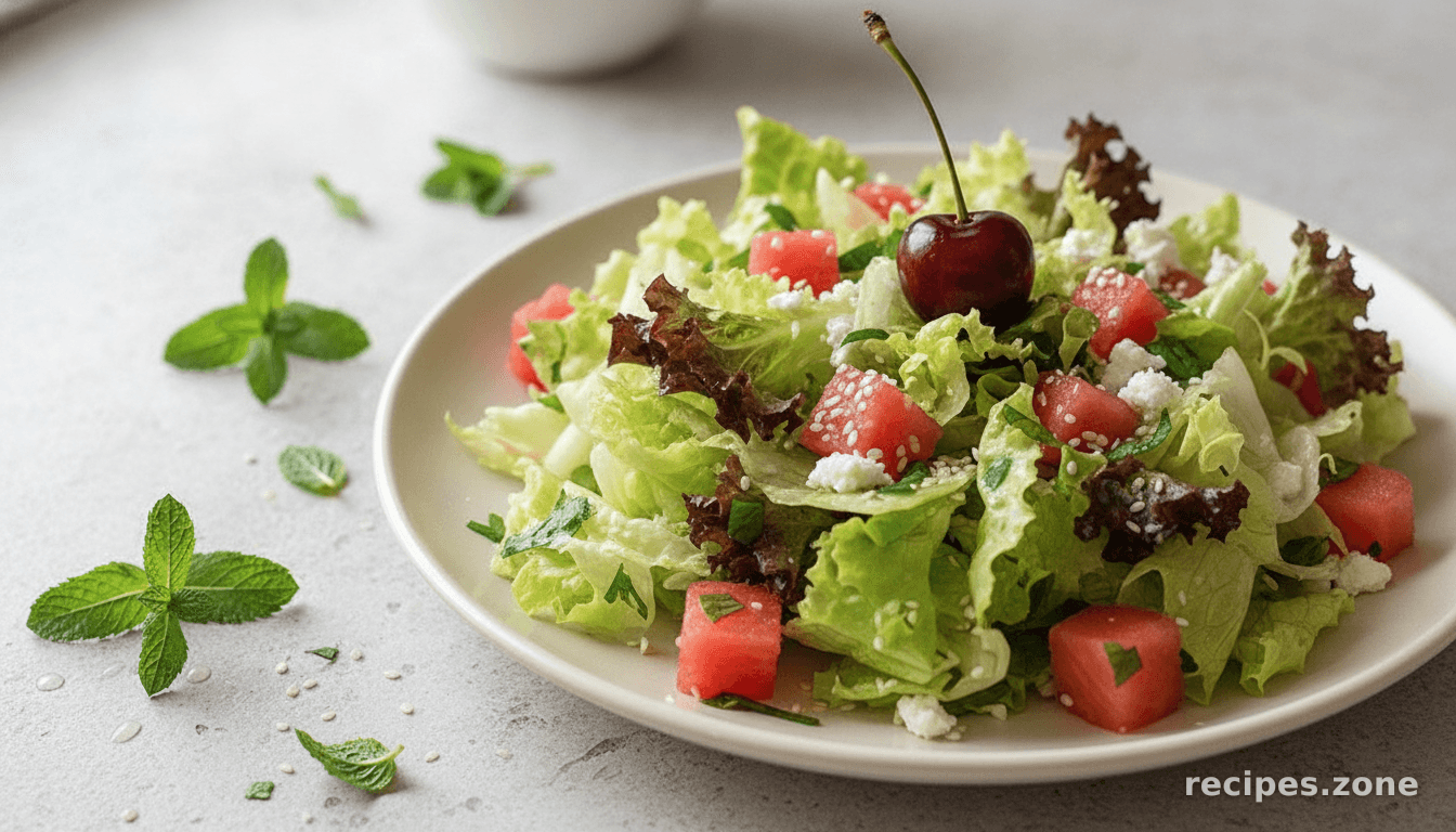 Watermelon Leaf Lettuce Salad With Light Feta