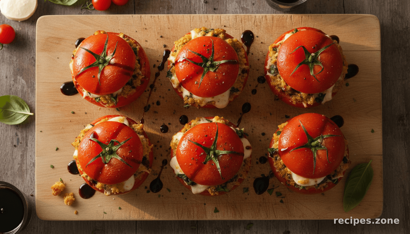 Caprese-Style Stuffed Tomatoes with Balsamic Reduction
