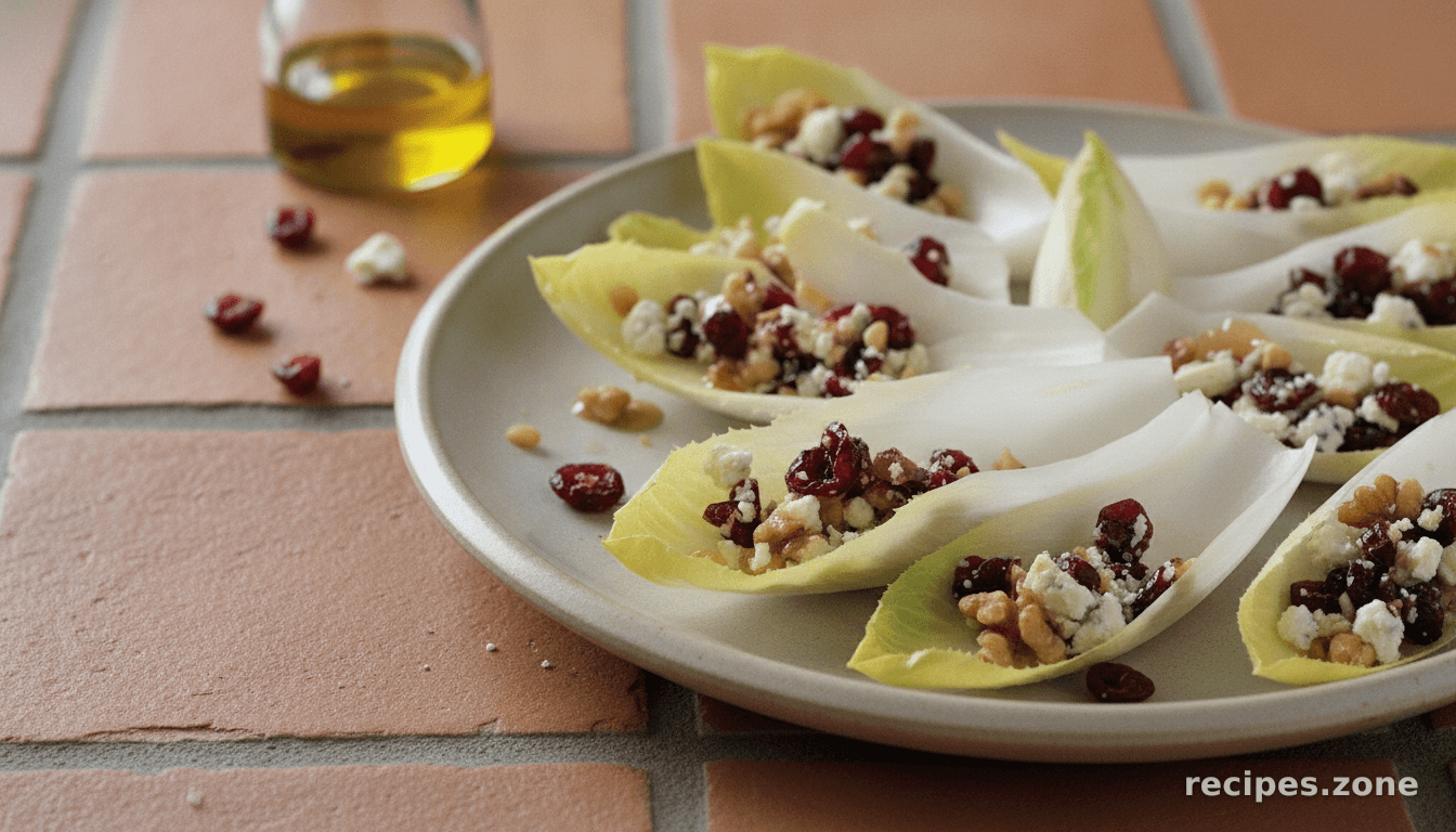 Endive Appetizer With Blue Cheese, Dried Cranberries and Walnuts