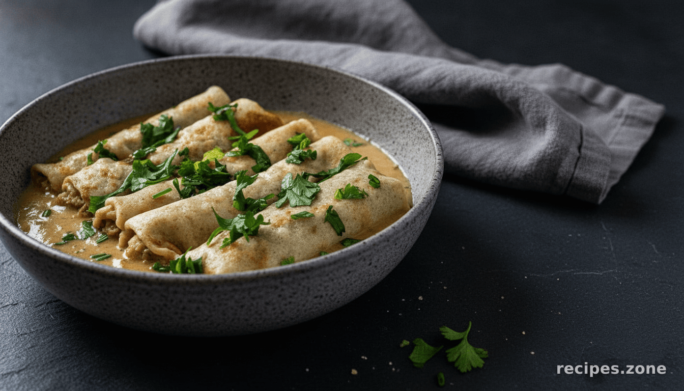 Mushroom Crepes with Vegetarian Sauce