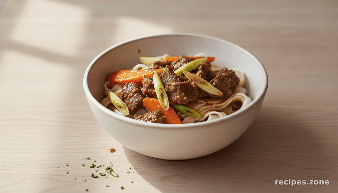 Lemongrass beef stew with noodles