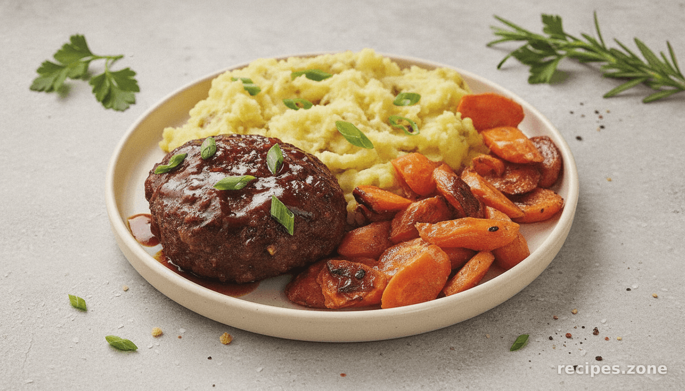 Soy-Glazed Meatloaves with Wasabi Mashed Potatoes & Roasted Carrots