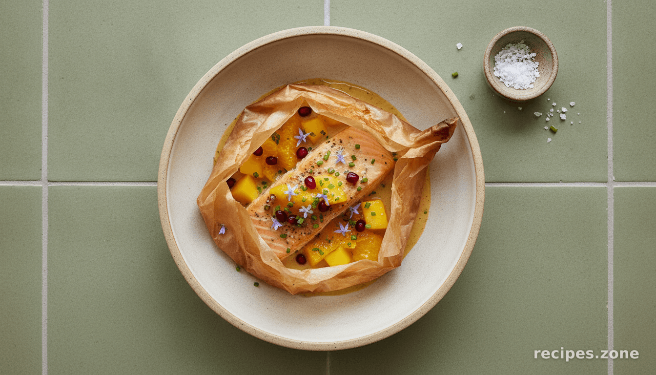 Salmon En Papillote With Mangos and Orange Suprêmes