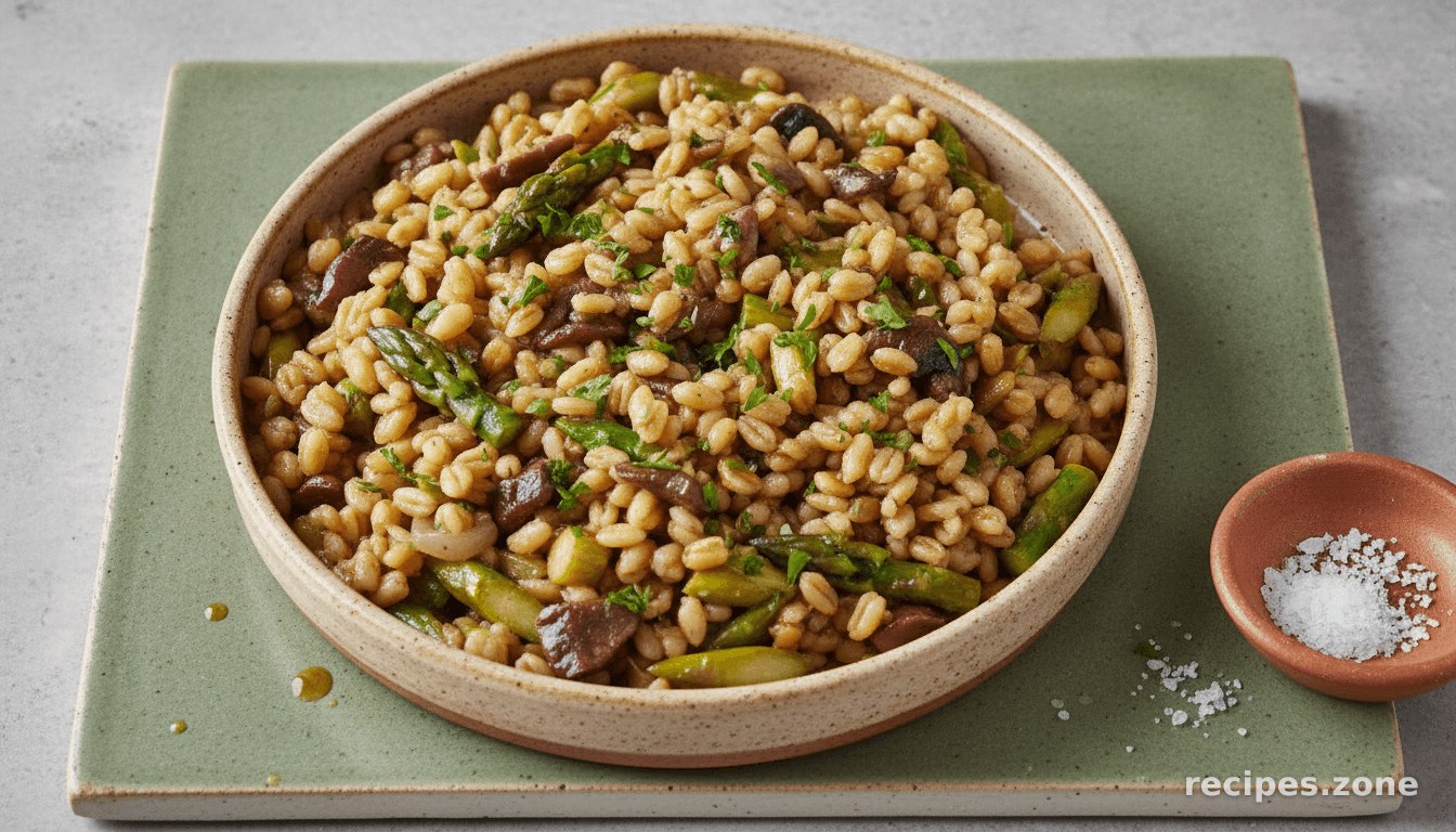 Farro With Mushrooms and Asparagus