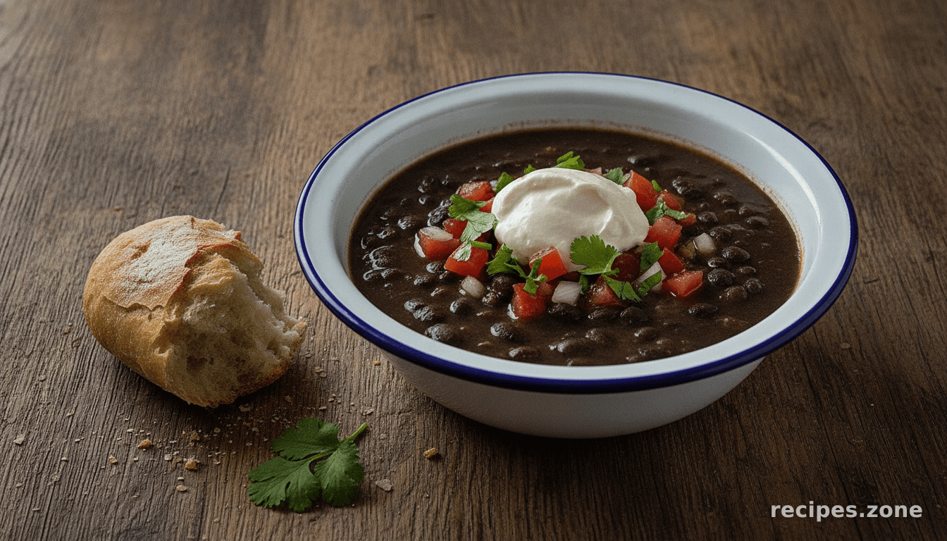 Black Bean Soup With Pico De Gallo and Chipotle Creme