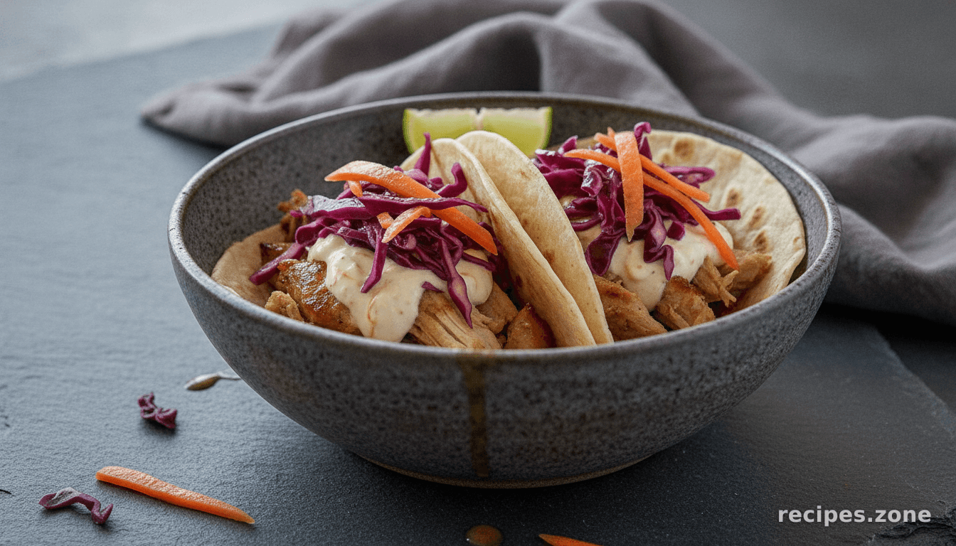 Pork Shoulder Tacos with Chipotle Greek Yogurt and Coleslaw