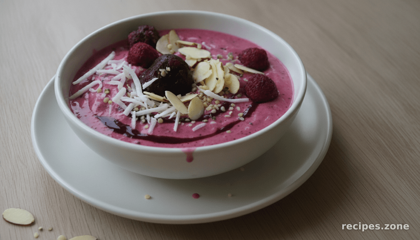 Cherry Berry Coconut Almond Smoothie Bowl
