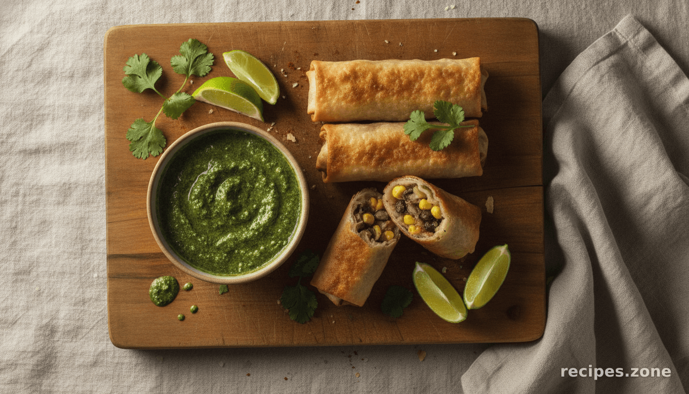 Southwest Egg Rolls with Cilantro Lime Pesto