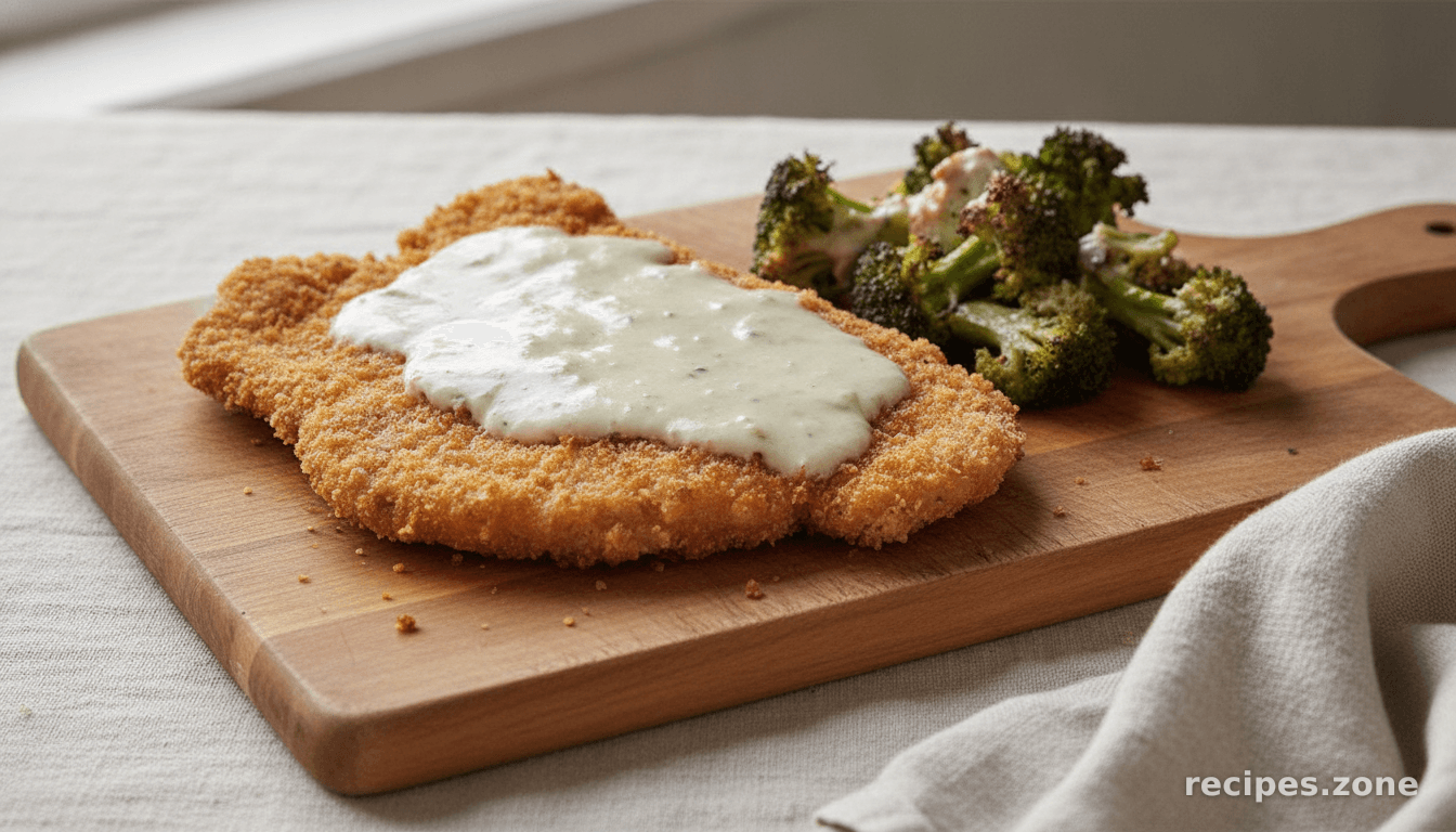 Pork schnitzel with tarragon cream sauce