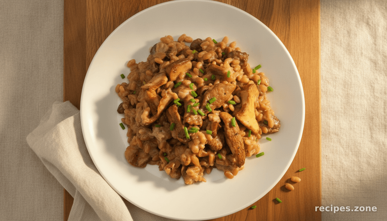 Farro With Porcini, Chanterelles & Mascarpone