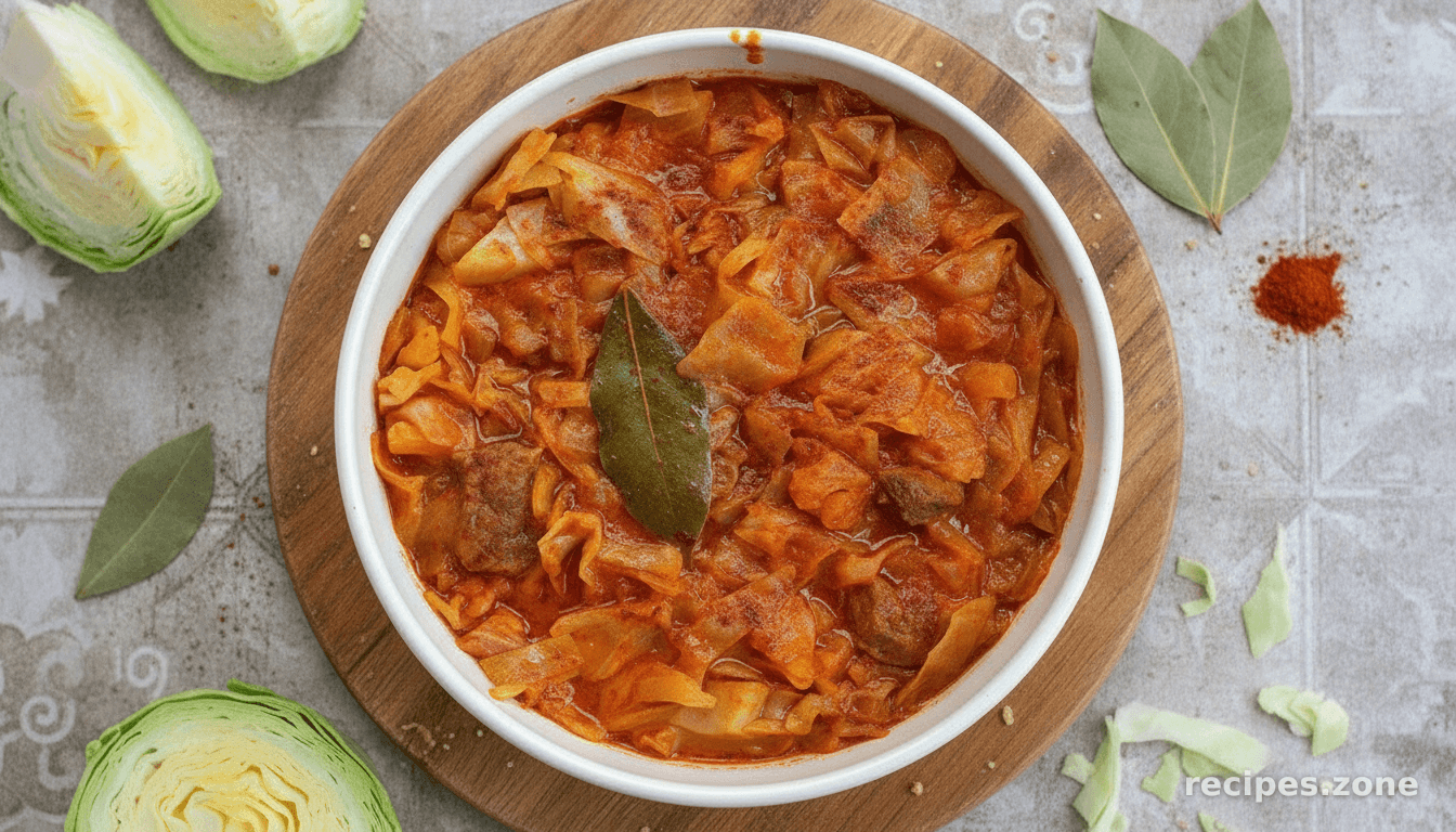 Lakra me Mish Cabbage and Meat Stew