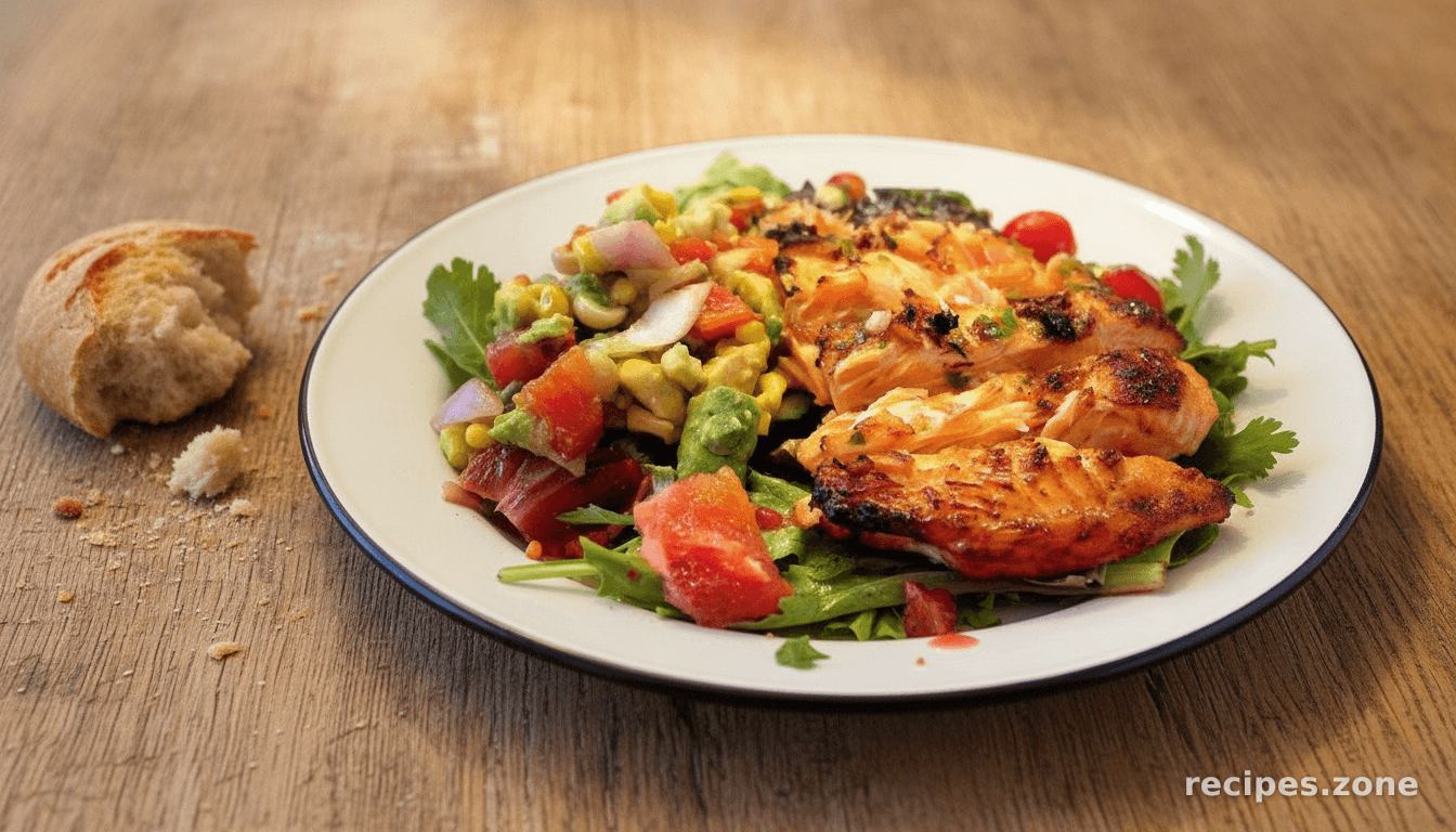 Grilled Salmon Salad With Blood Orange Cilantro Vinaigrette