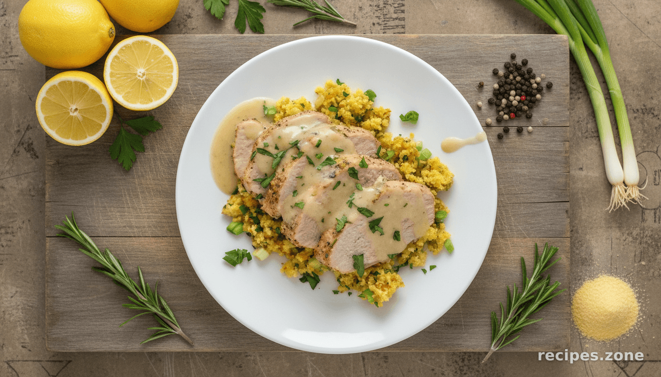 Roasted Lemon Pepper Pork Tenderloin with Cornbread Stuffing