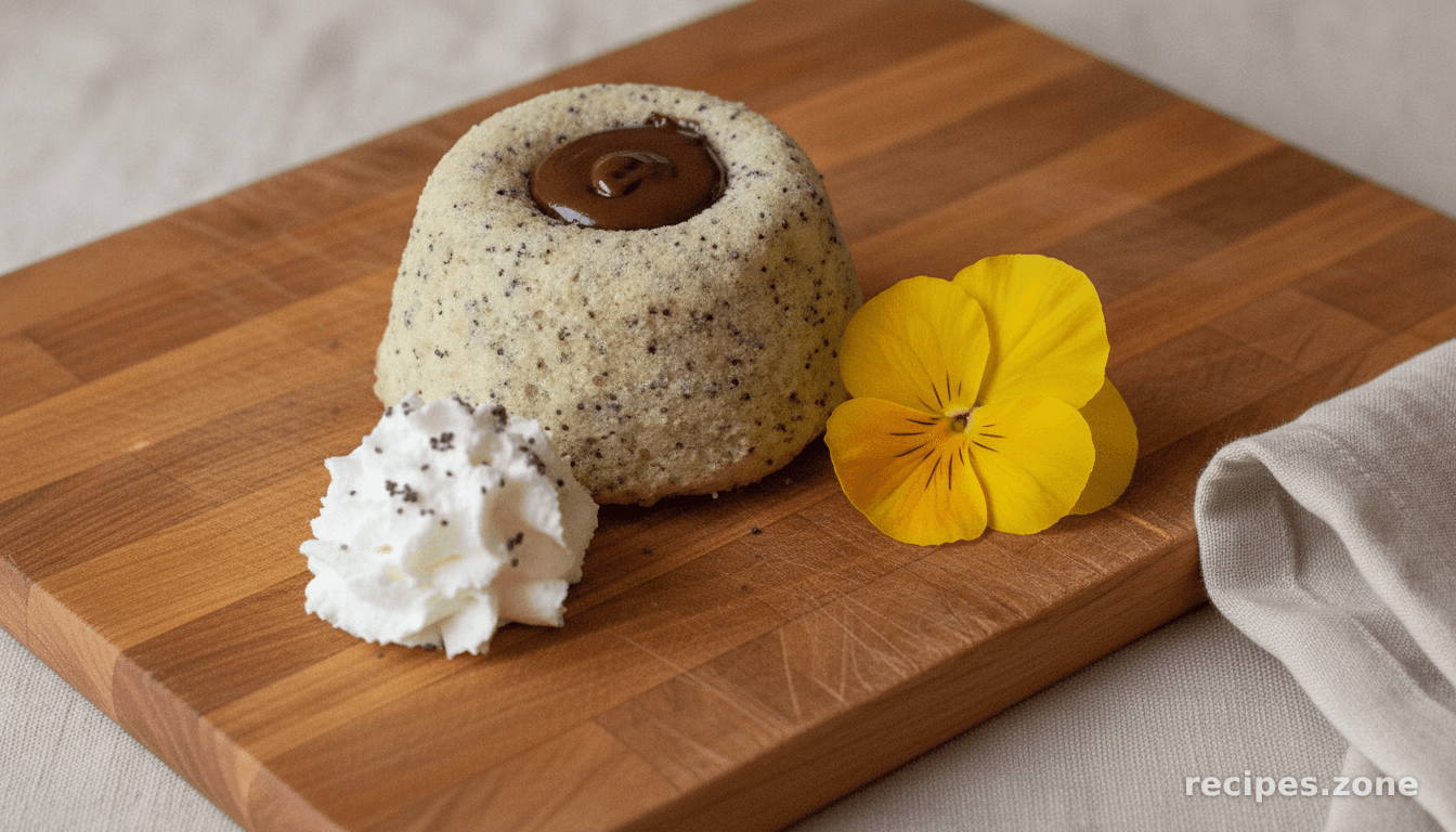 Warm Lemon Poppy Seed Cake With Chocolate Ganache Center