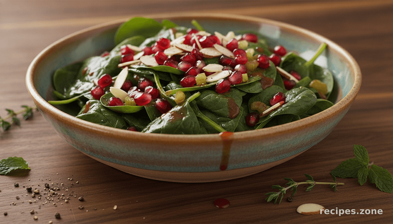 Colorful and Crunchy Pomegranate and Spinach Side Salad