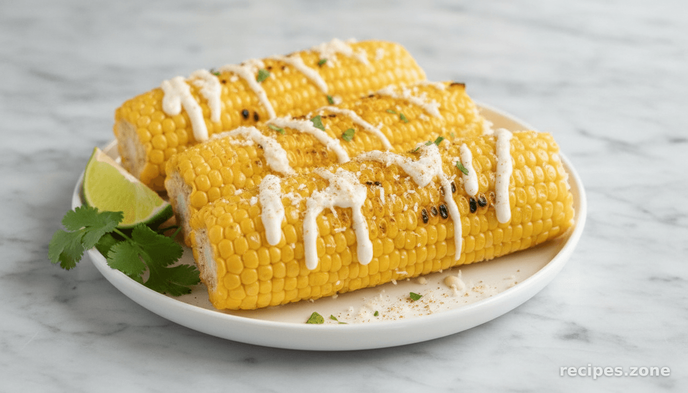 Grilled corn with garlic mayo & grated cheese