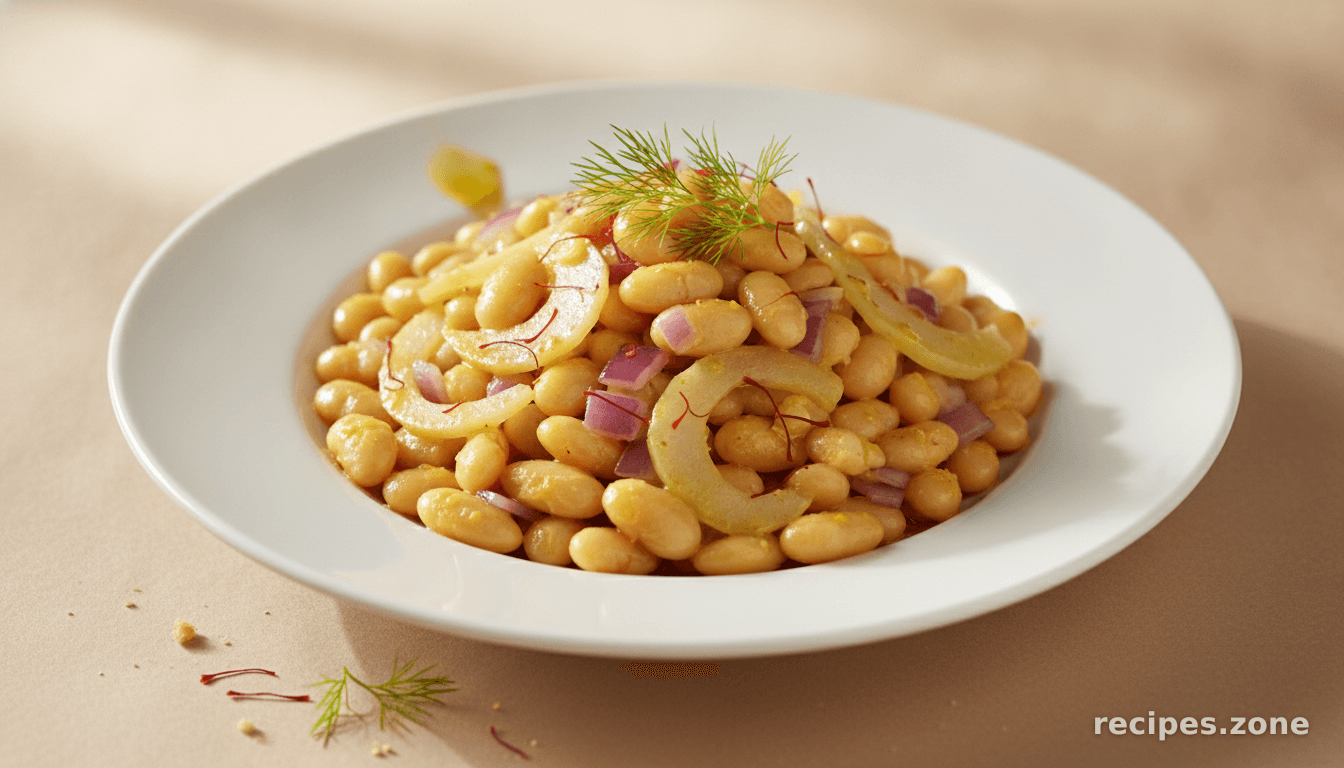 Cannellini Bean Side Dish With Fennel, Red Onion, and Saffron