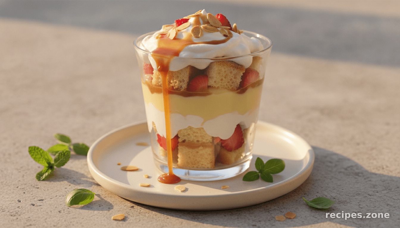 Caramel Almond Berry Trifle