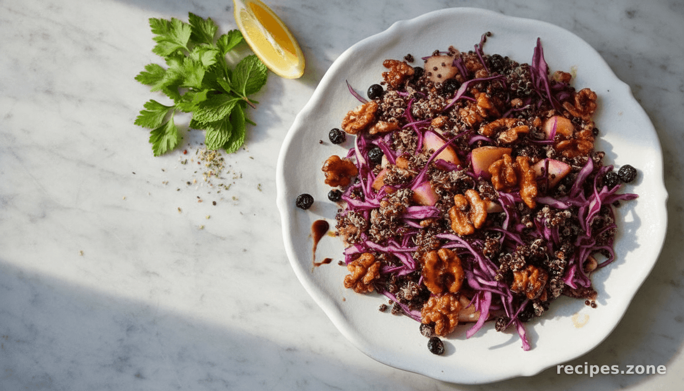 Red Cabbage Salad with Quinoa, Blueberries & Cinnamon Walnuts