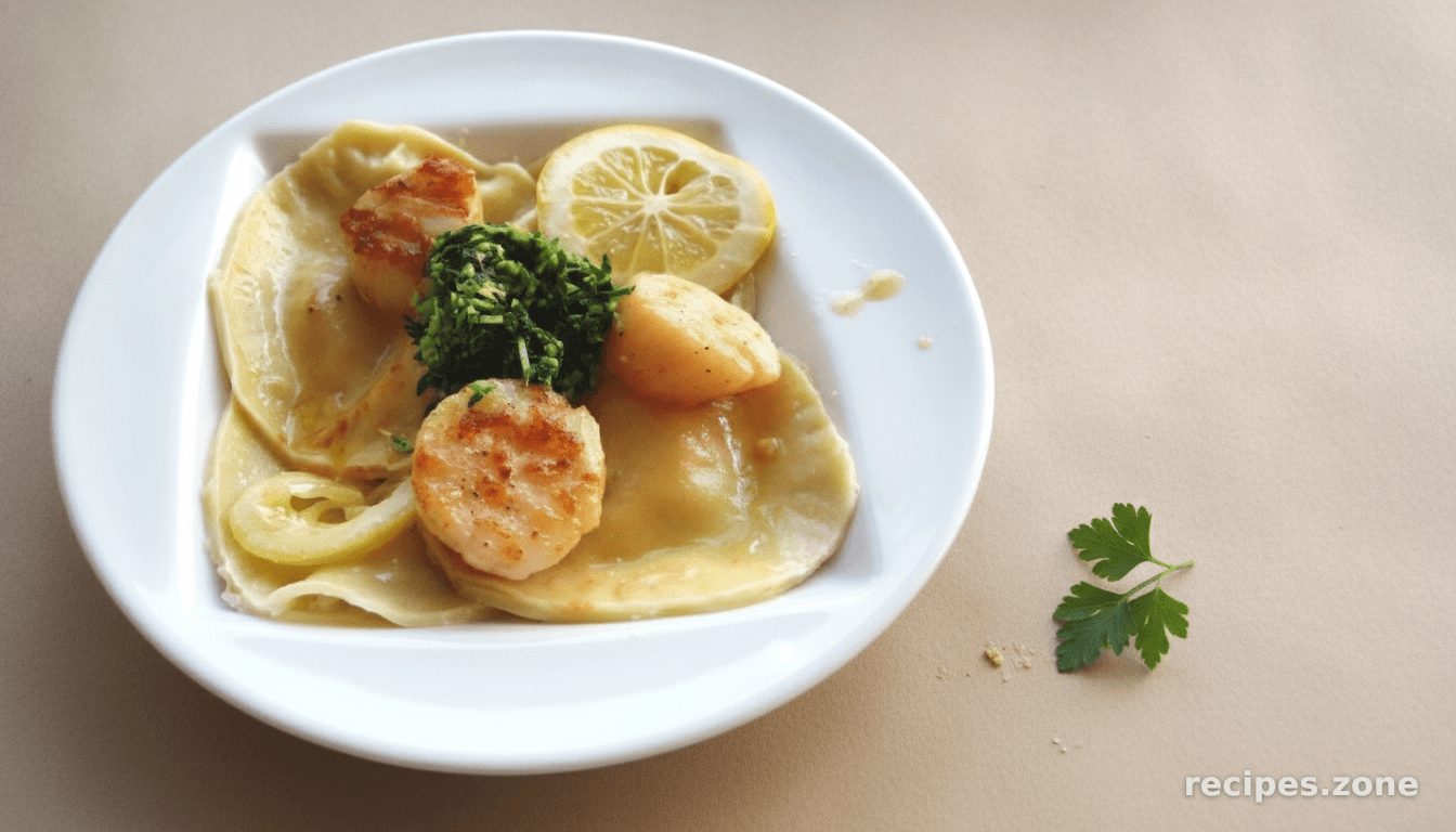 Crab Ravioli With Scallops and Gremolata